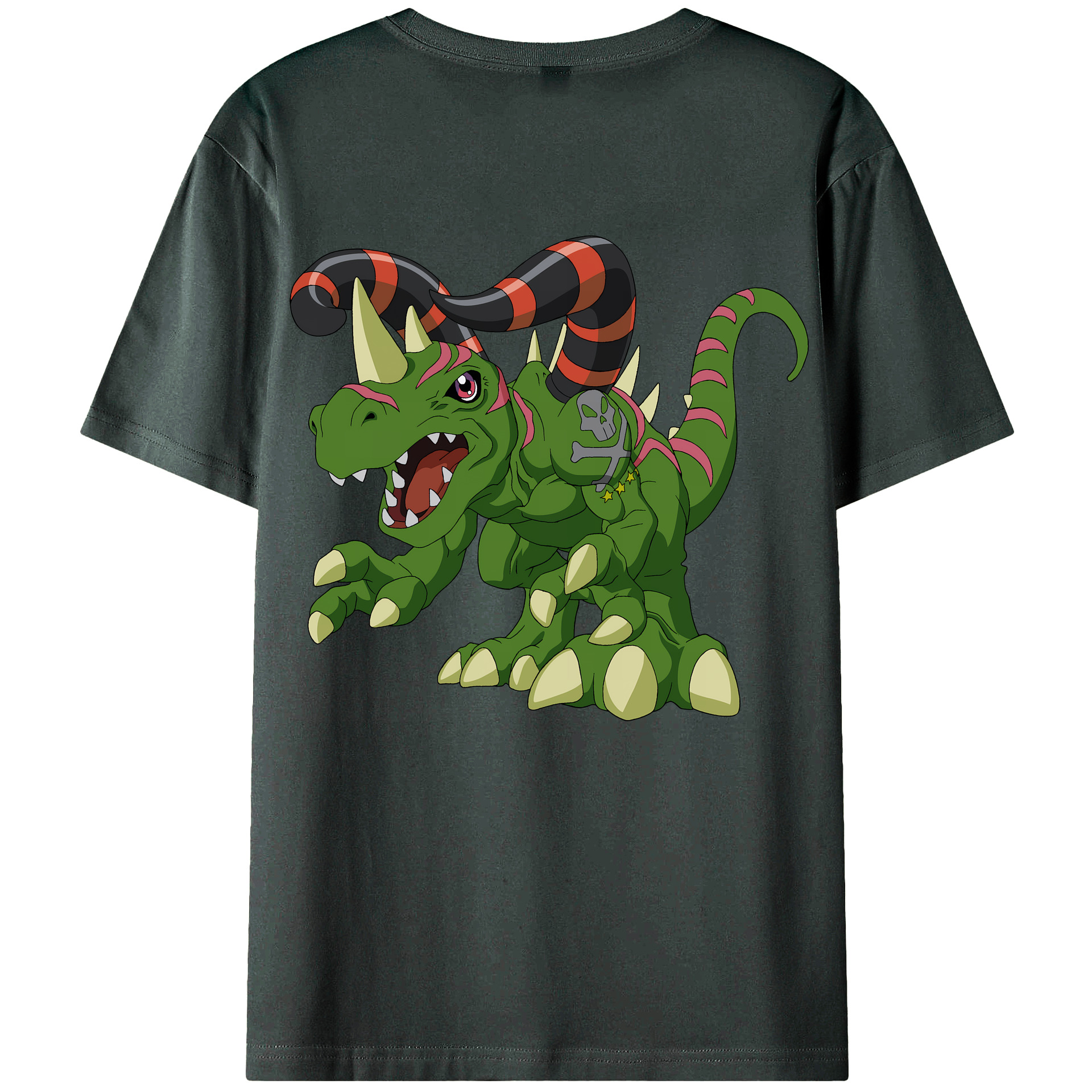 （画像用） Digimon デジタルモンスター/デジモン 綿100％ メンズ半袖Tシャツ（バックプリント） 通気性